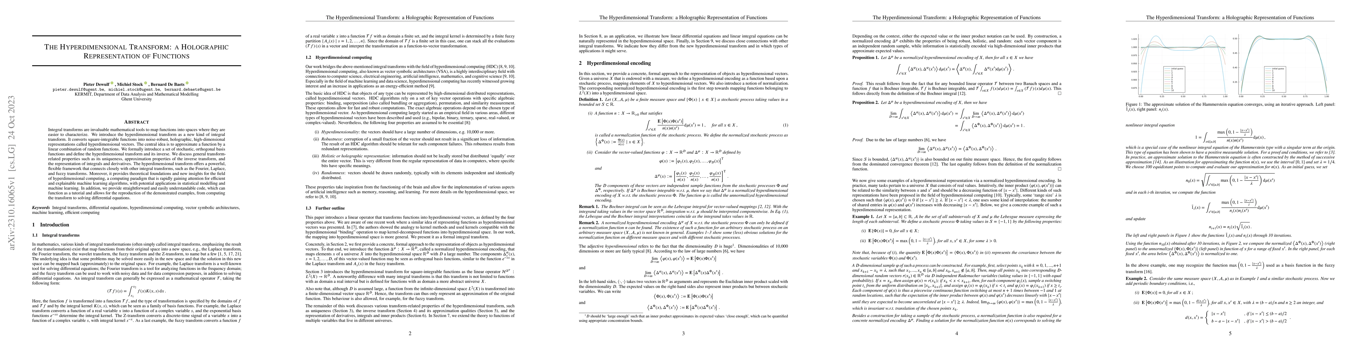 Thumbnail for The Hyperdimensional Transform: a Holographic Representation of
  Functions
