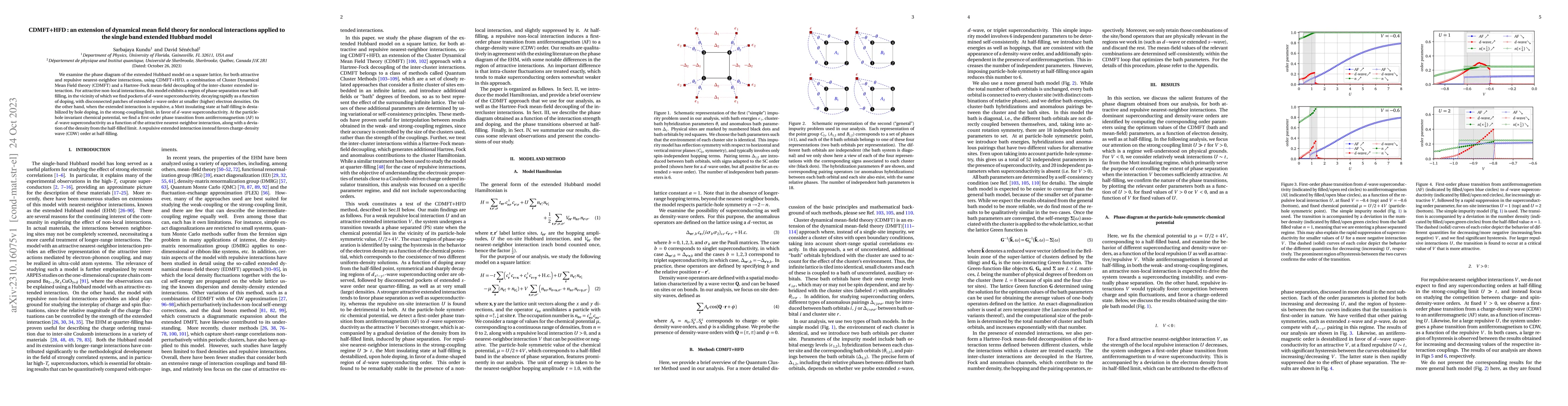 Thumbnail for CDMFT+HFD : an extension of dynamical mean field theory for nonlocal
  interactions applied to the single band extended Hubbard model