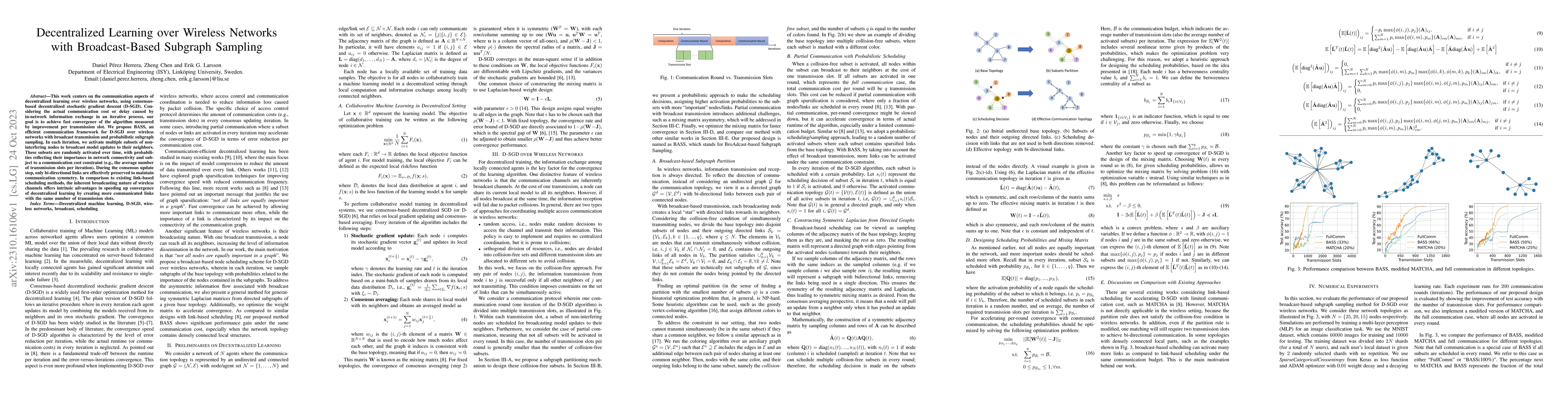 Thumbnail for Decentralized Learning over Wireless Networks with Broadcast-Based
  Subgraph Sampling