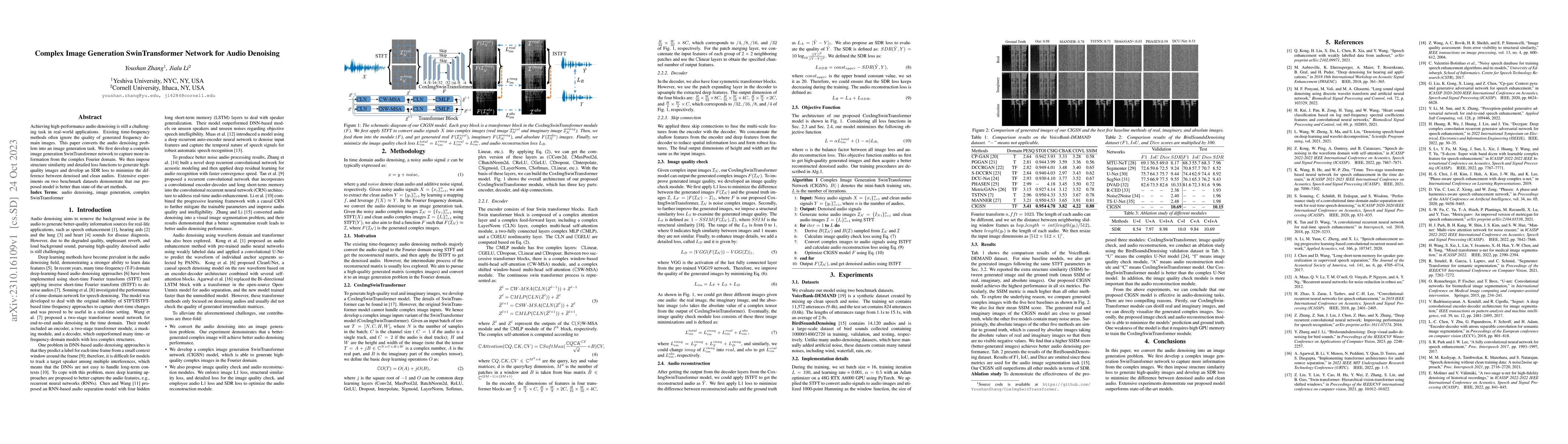 Thumbnail for Complex Image Generation SwinTransformer Network for Audio Denoising