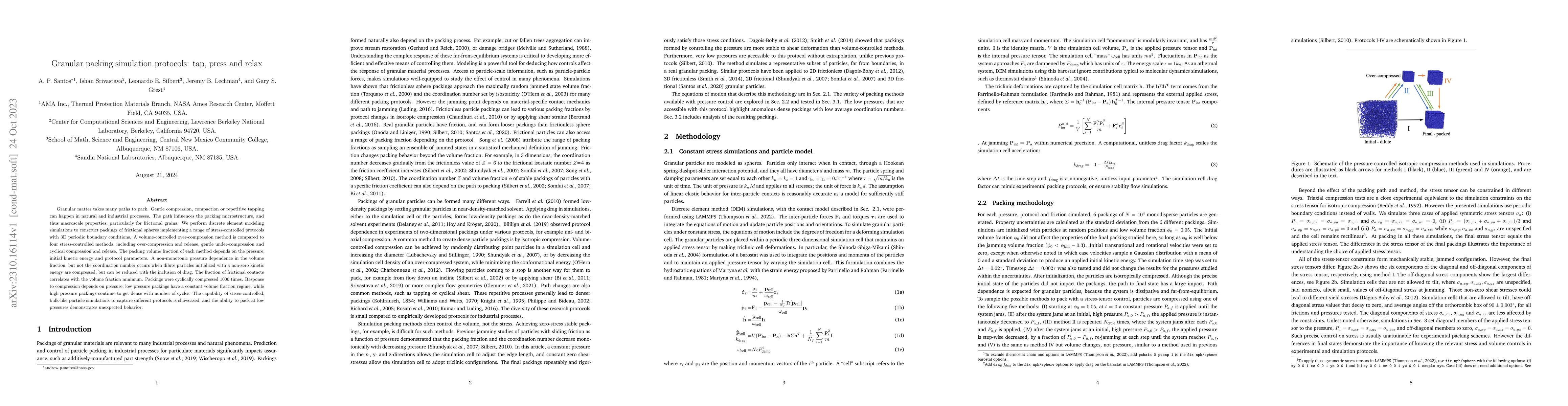 Thumbnail for Granular packing simulation protocols: tap, press and relax