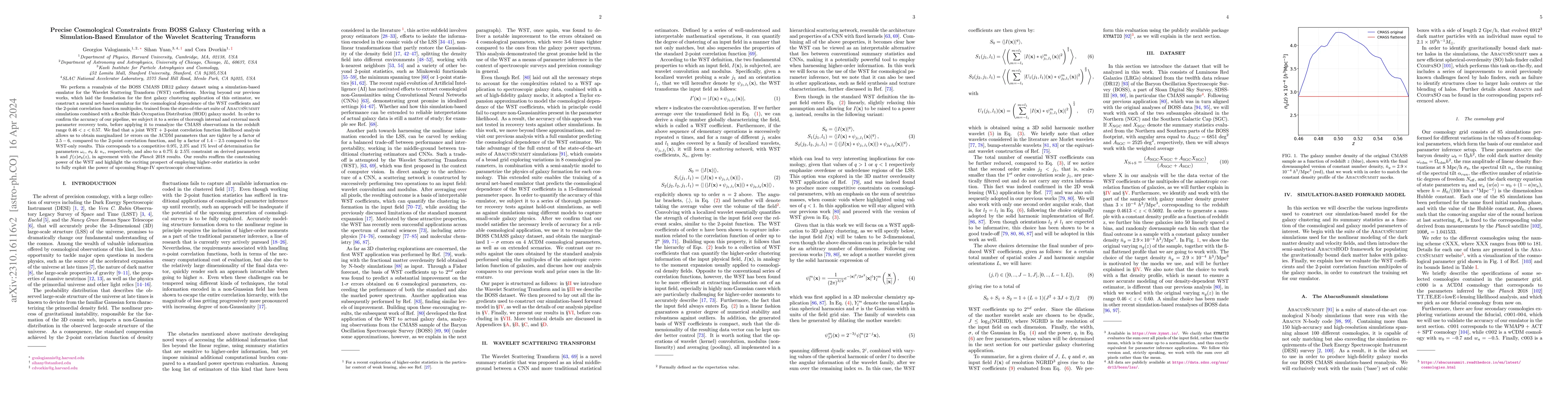Thumbnail for Precise Cosmological Constraints from BOSS Galaxy Clustering with a
  Simulation-Based Emulator of the Wavelet Scattering Transform