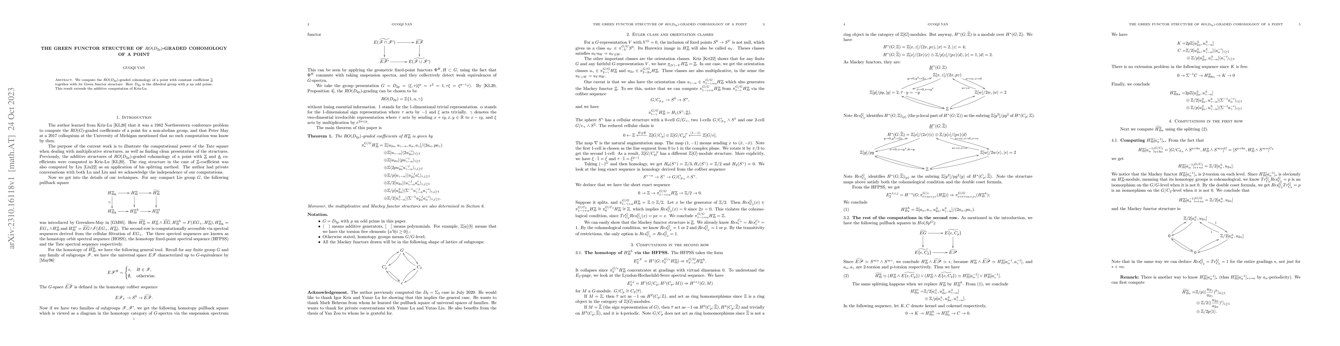 Thumbnail for The Green functor structure of $RO(D_{2p})$-graded cohomology of a point