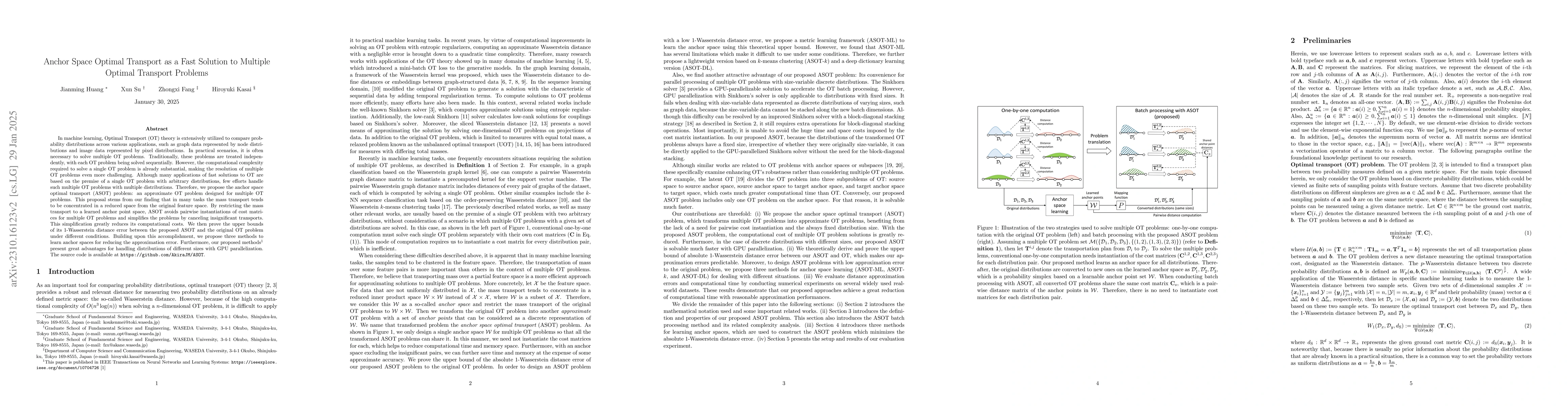 Thumbnail for Anchor Space Optimal Transport: Accelerating Batch Processing of
  Multiple OT Problems
