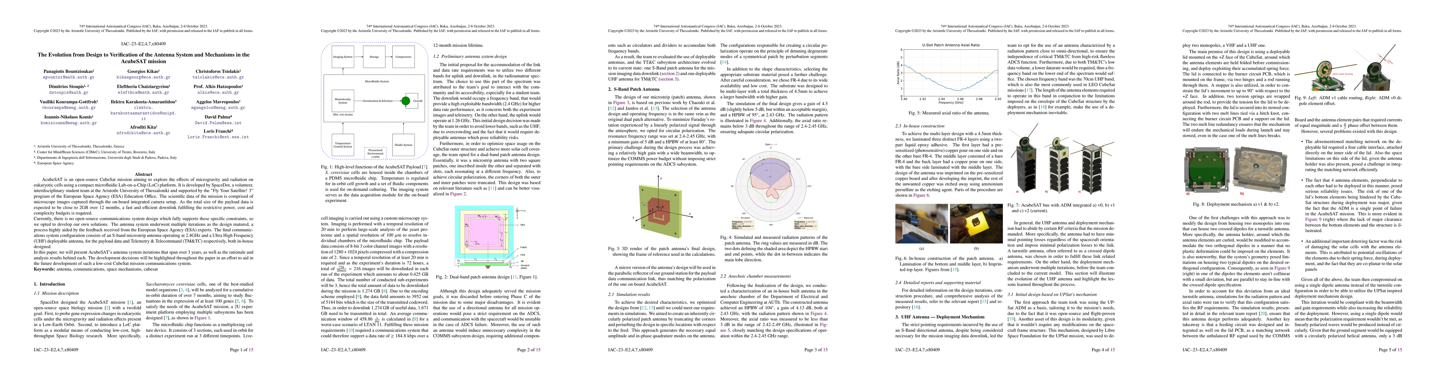 Thumbnail for The Evolution from Design to Verification of the Antenna System and
  Mechanisms in the AcubeSAT mission