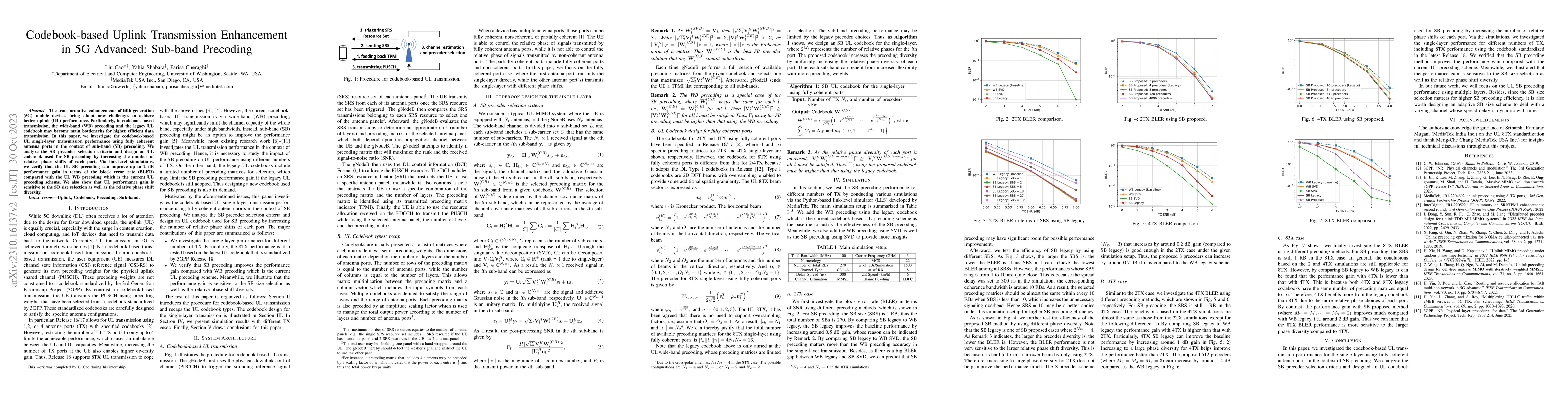 Thumbnail for Codebook-based Uplink Transmission Enhancement in 5G Advanced: Sub-band
  Precoding