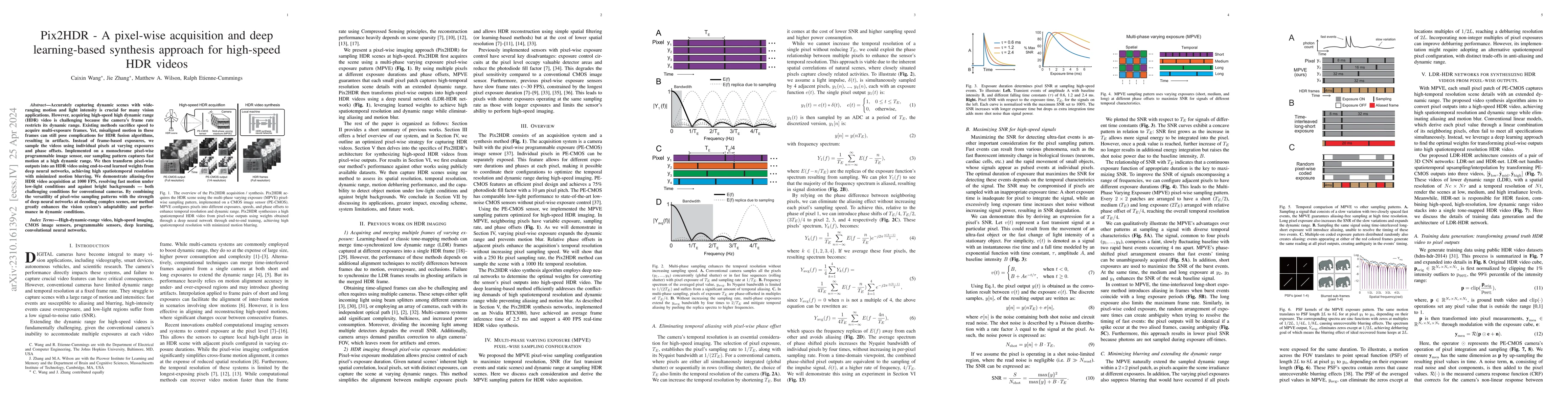 Thumbnail for Pix2HDR -- A pixel-wise acquisition and deep learning-based synthesis
  approach for high-speed HDR videos