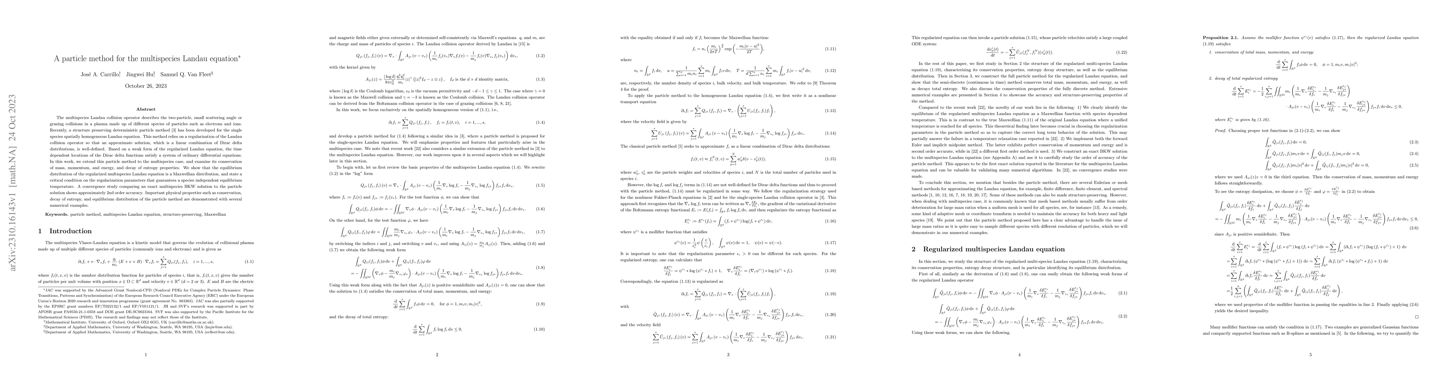 Thumbnail for A particle method for the multispecies Landau equation