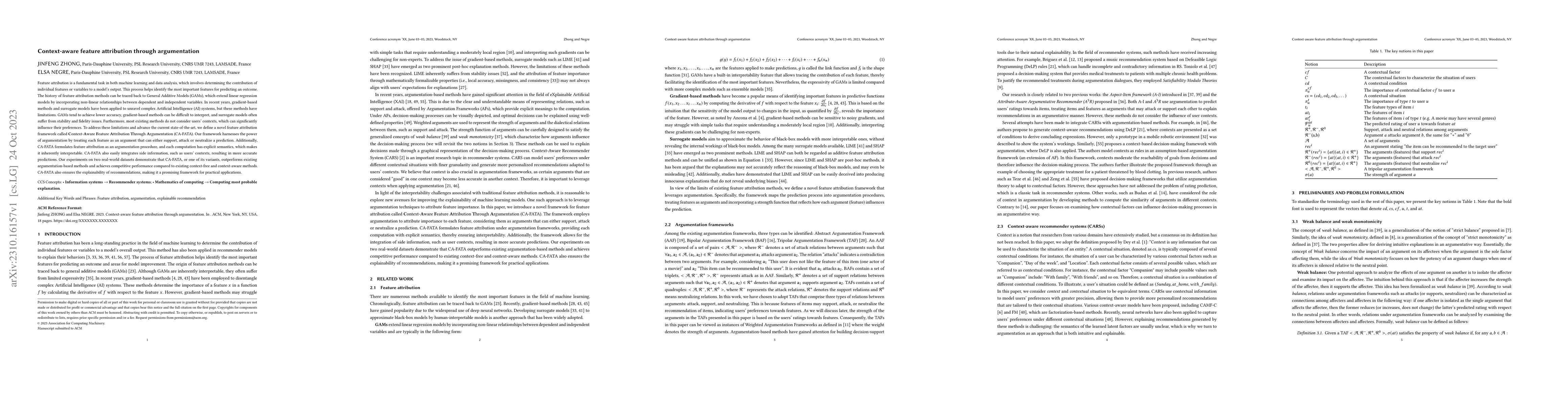 Thumbnail for Context-aware feature attribution through argumentation