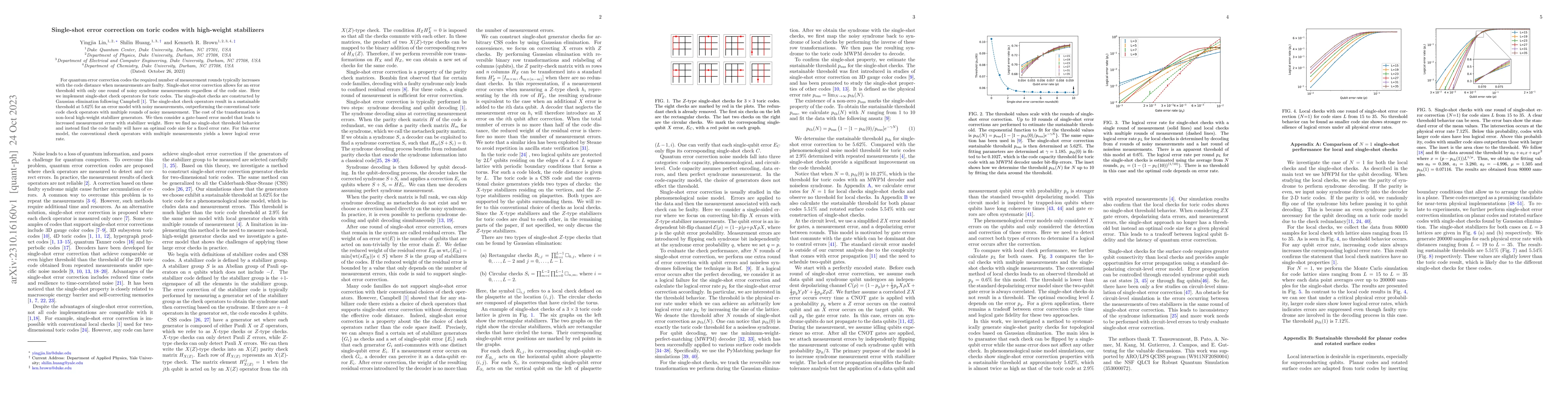 Thumbnail for Single-shot error correction on toric codes with high-weight stabilizers