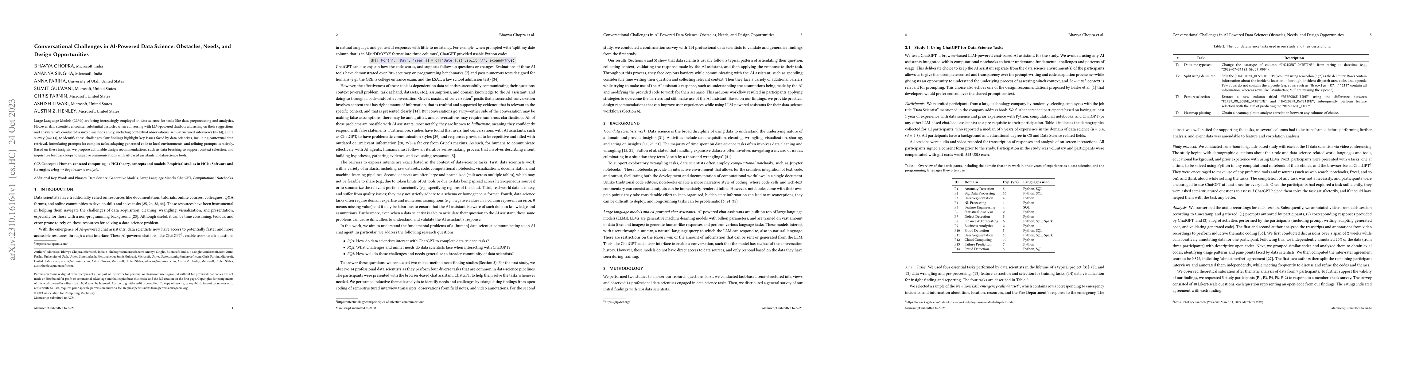 Thumbnail for Conversational Challenges in AI-Powered Data Science: Obstacles, Needs,
  and Design Opportunities