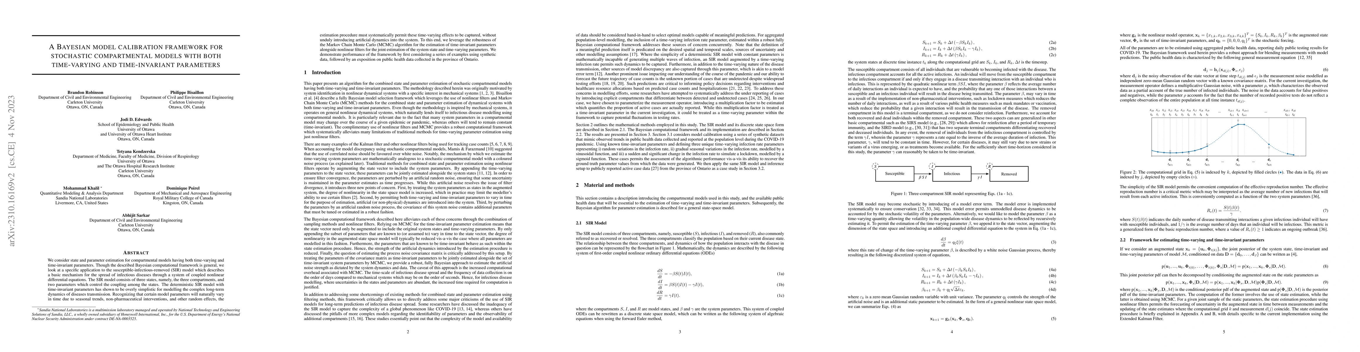 Thumbnail for A Bayesian model calibration framework for stochastic compartmental
  models with both time-varying and time-invariant parameters
