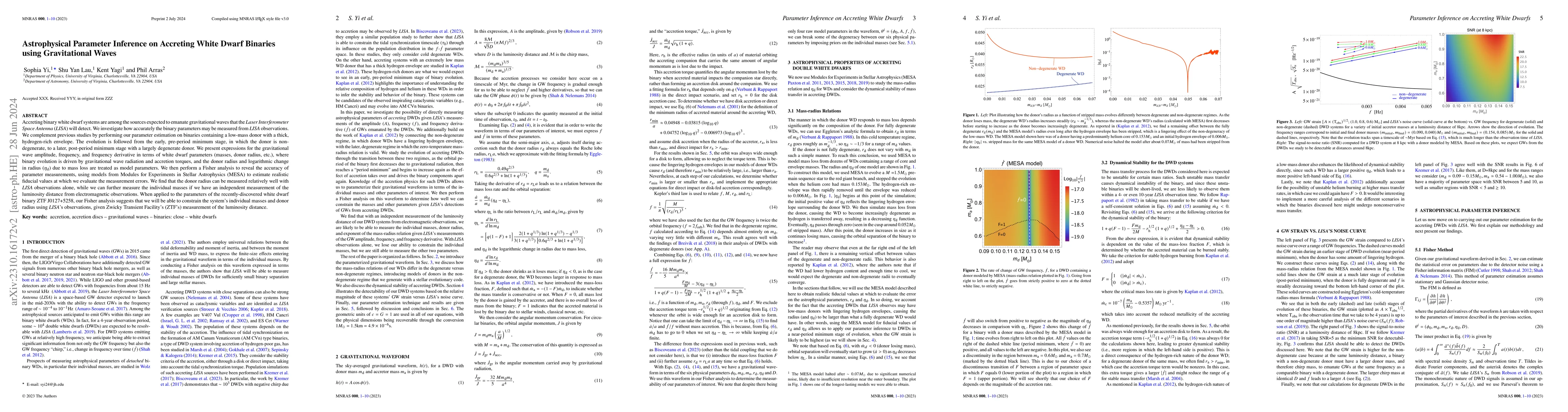 Thumbnail for Astrophysical Parameter Inference on Accreting White Dwarf Binaries
  using Gravitational Waves