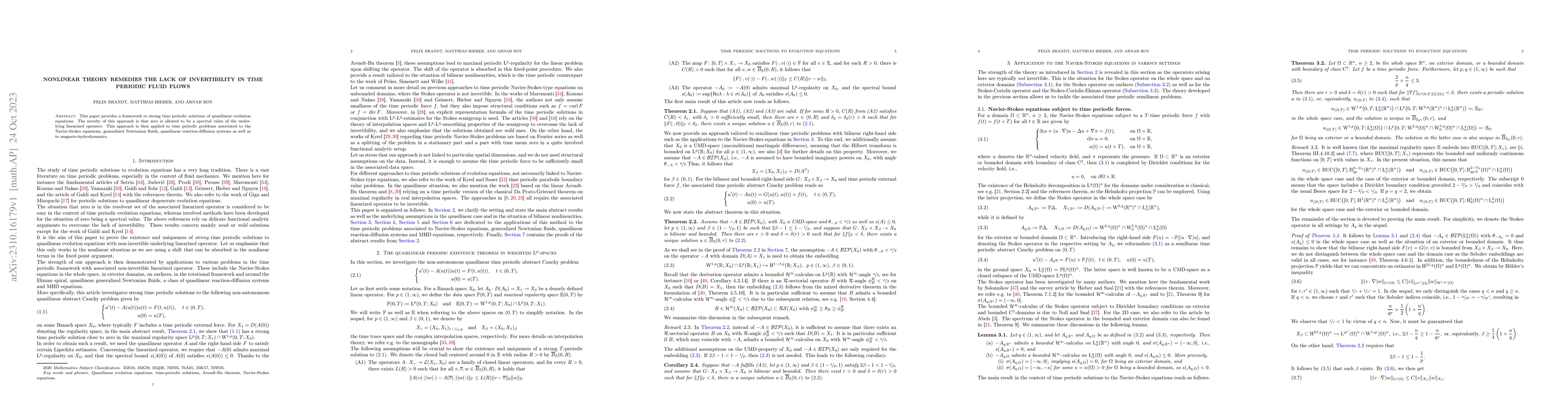 Thumbnail for Nonlinear theory remedies the lack of invertibility in time periodic
  fluid flows