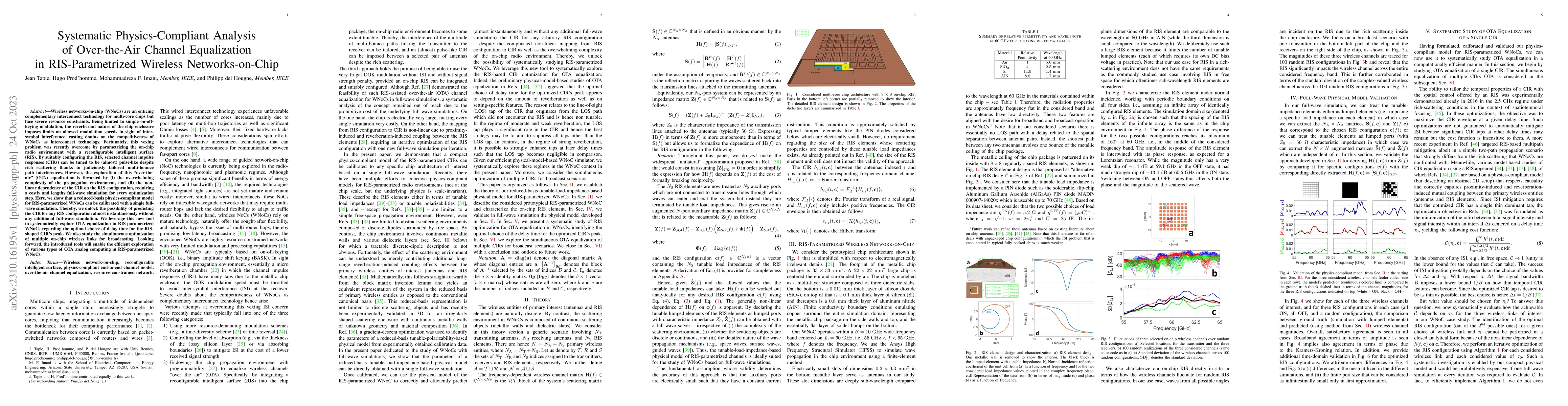 Thumbnail for Systematic Physics-Compliant Analysis of Over-the-Air Channel
  Equalization in RIS-Parametrized Wireless Networks-on-Chip
