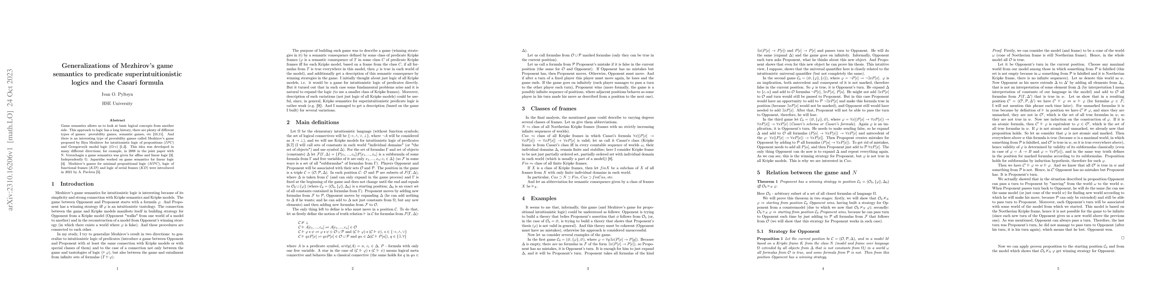 Thumbnail for Generalizations of Mezhirov's game semantics to predicate
  superintuitionistic logics and the Casari formula
