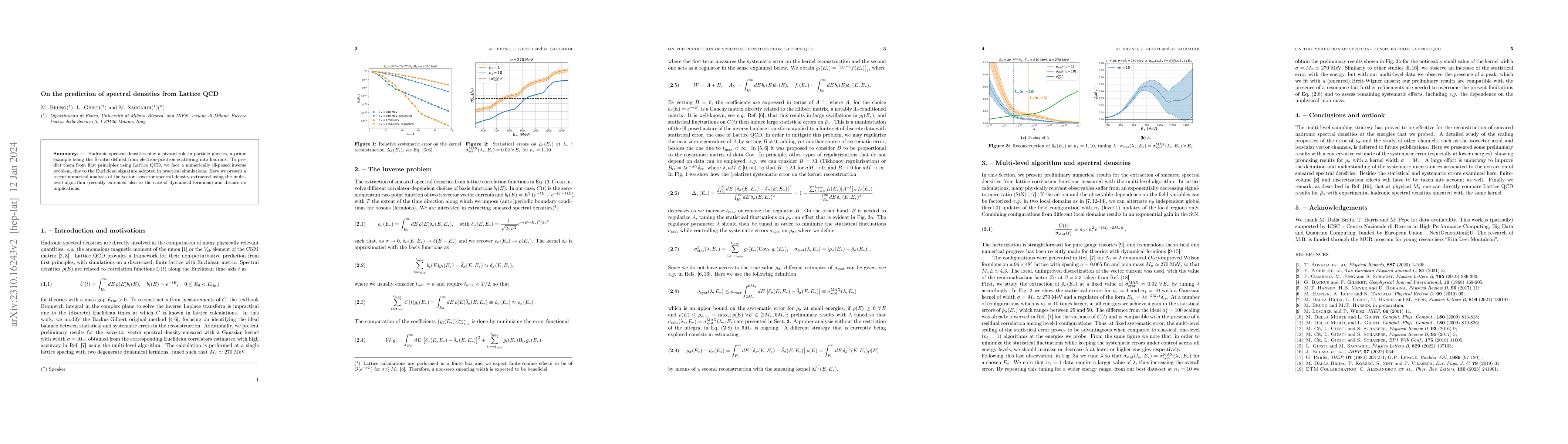 Thumbnail for On the prediction of spectral densities from Lattice QCD