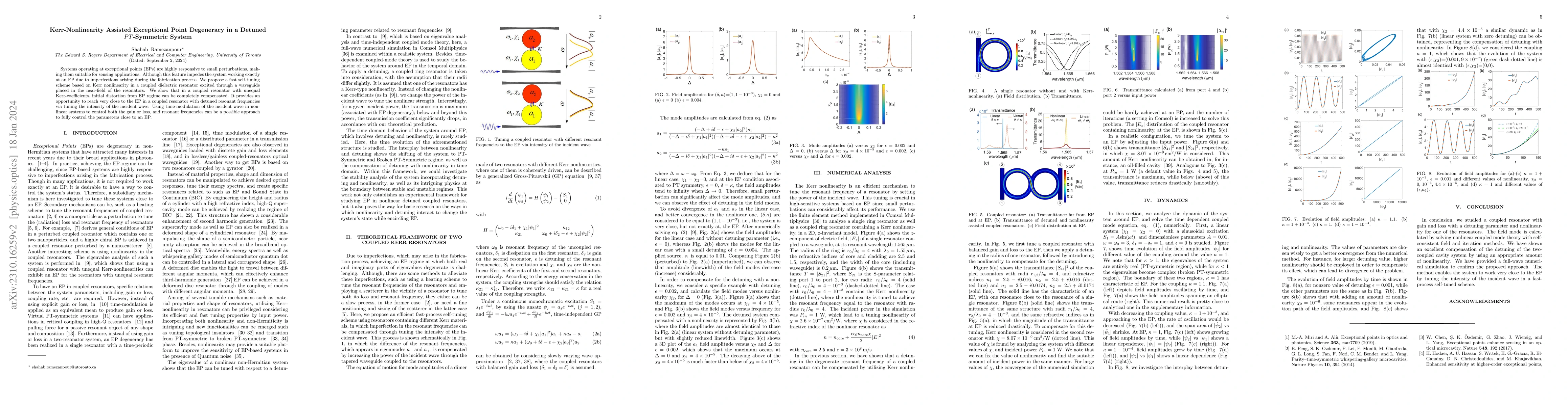 Thumbnail for Kerr-Nonlinearity Assisted Exceptional Point Degeneracy in a Detuned
  PT-Symmetric System