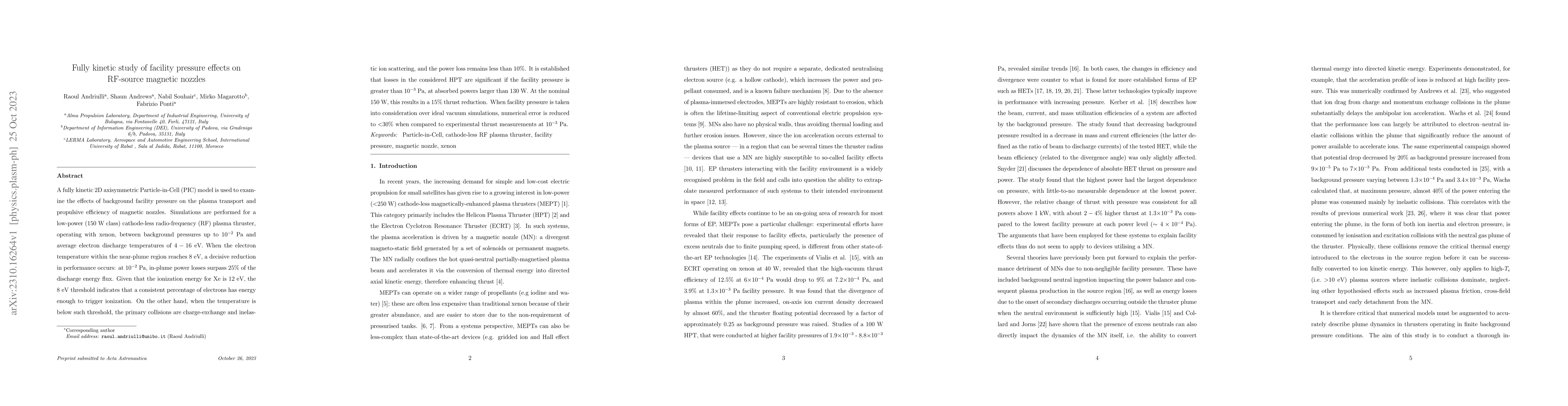 Thumbnail for Fully kinetic study of facility pressure effects on RF-source magnetic
  nozzles