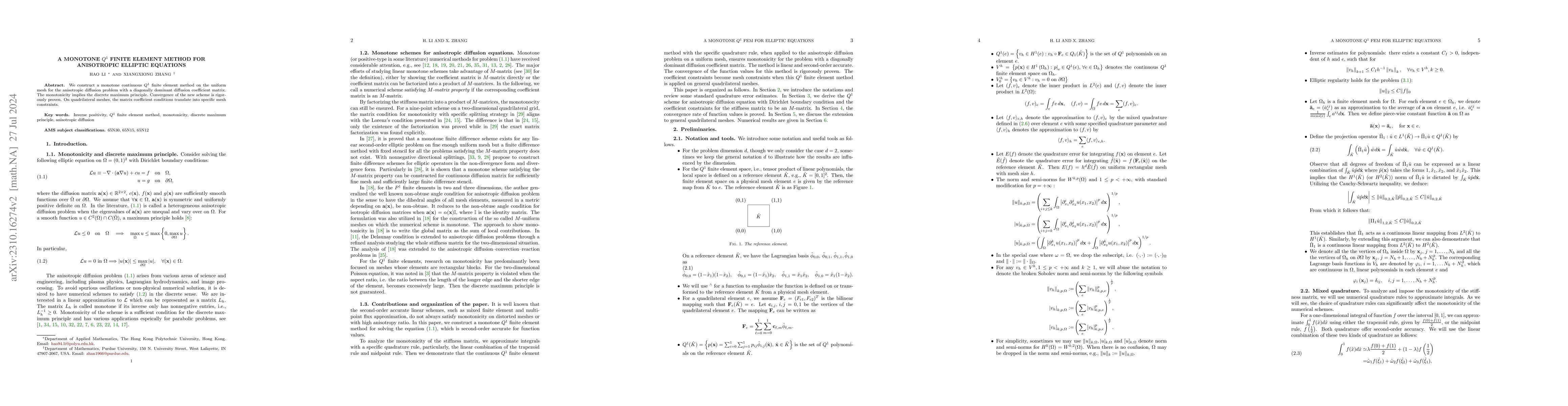 Thumbnail for A monotone $Q^1$ finite element method for anisotropic elliptic
  equations