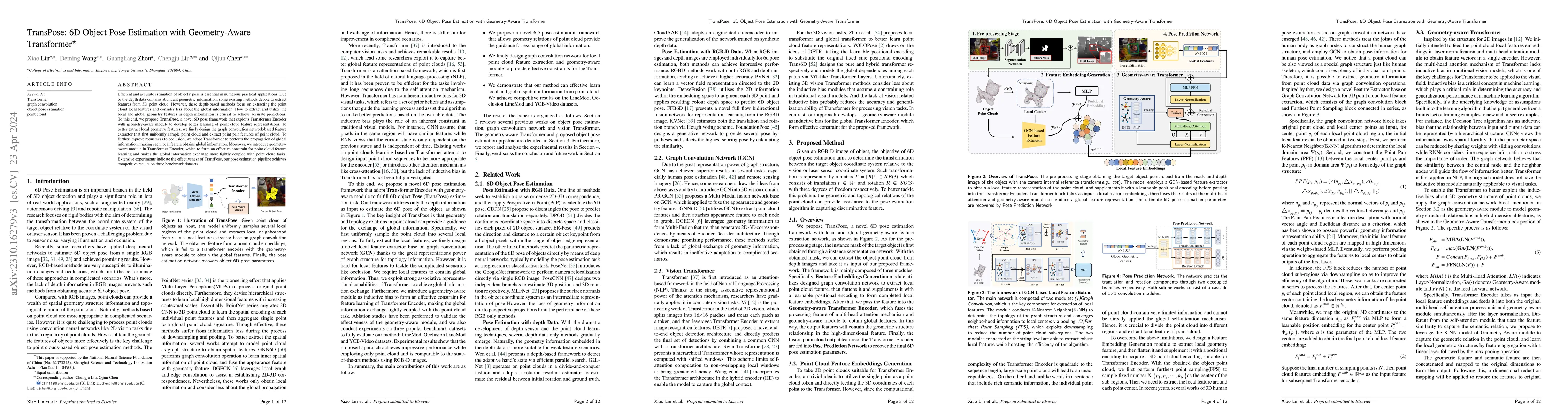 Thumbnail for TransPose: 6D Object Pose Estimation with Geometry-Aware Transformer