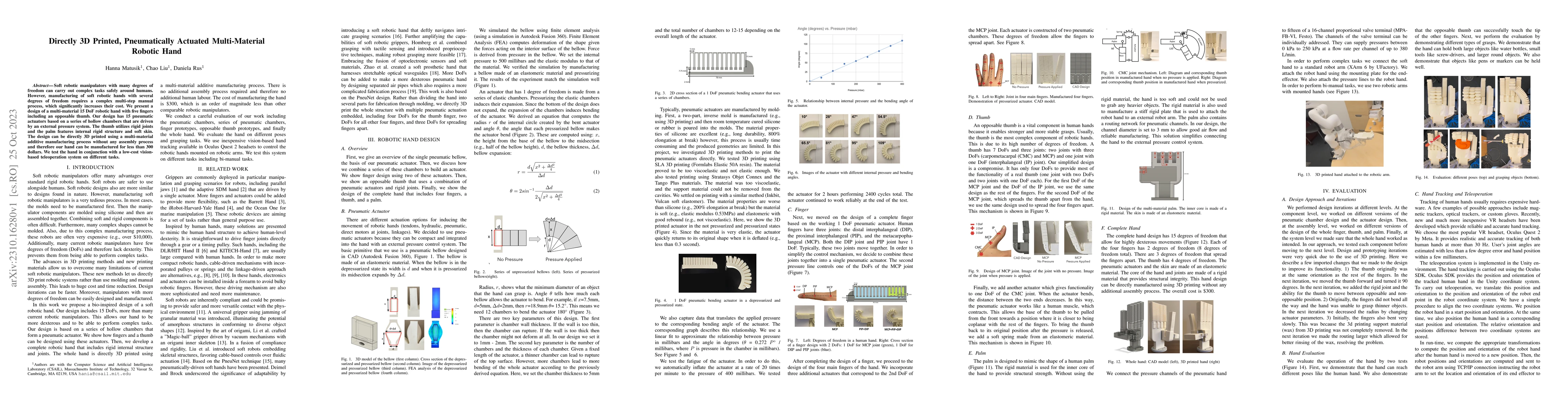 Thumbnail for Directly 3D Printed, Pneumatically Actuated Multi-Material Robotic Hand