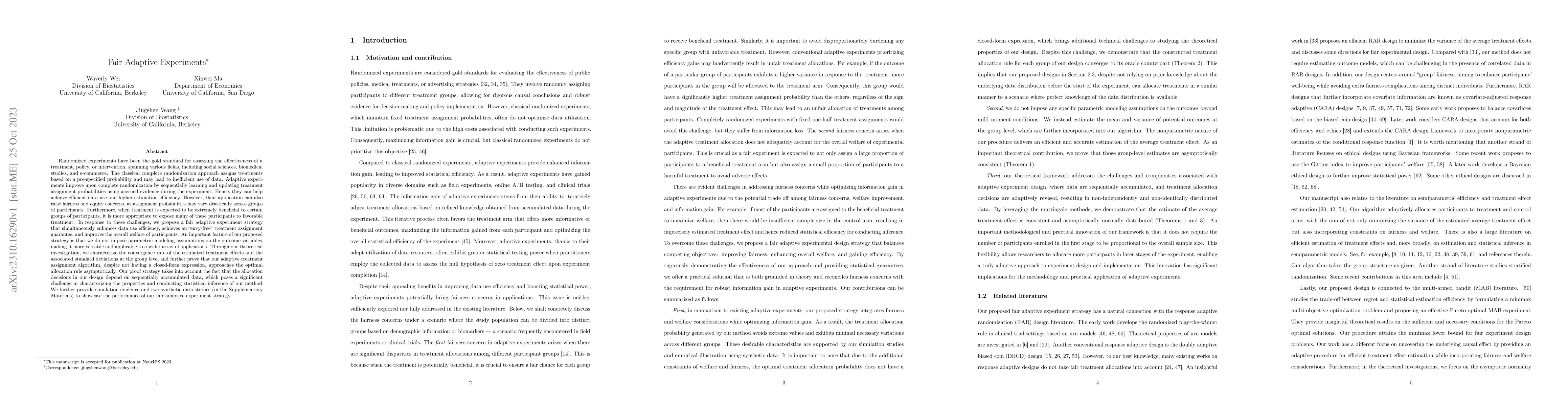 Thumbnail for Fair Adaptive Experiments