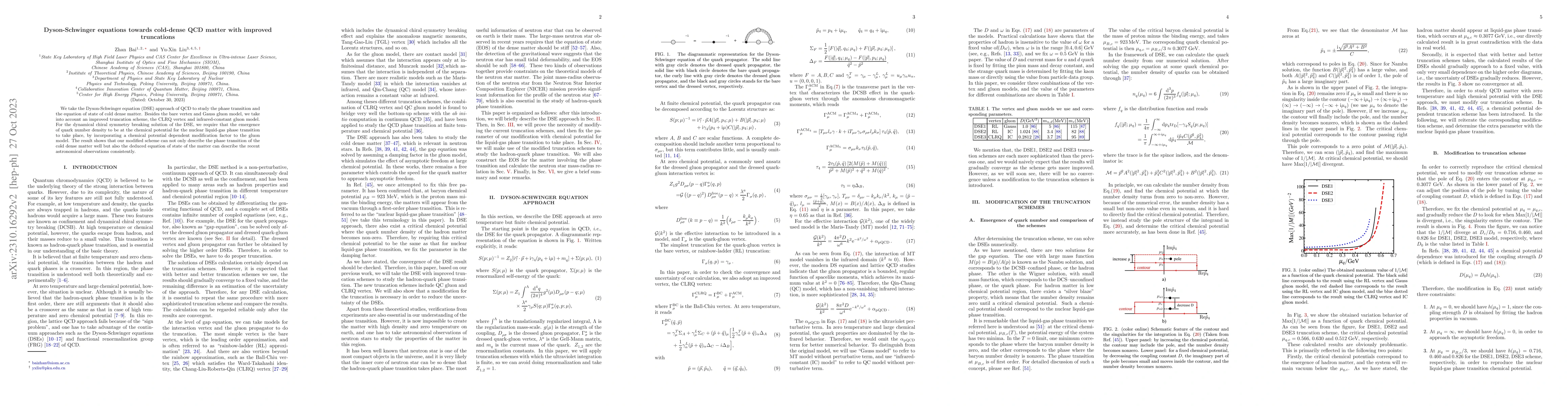 Thumbnail for Dyson-Schwinger equations towards cold-dense QCD matter with improved
  truncations