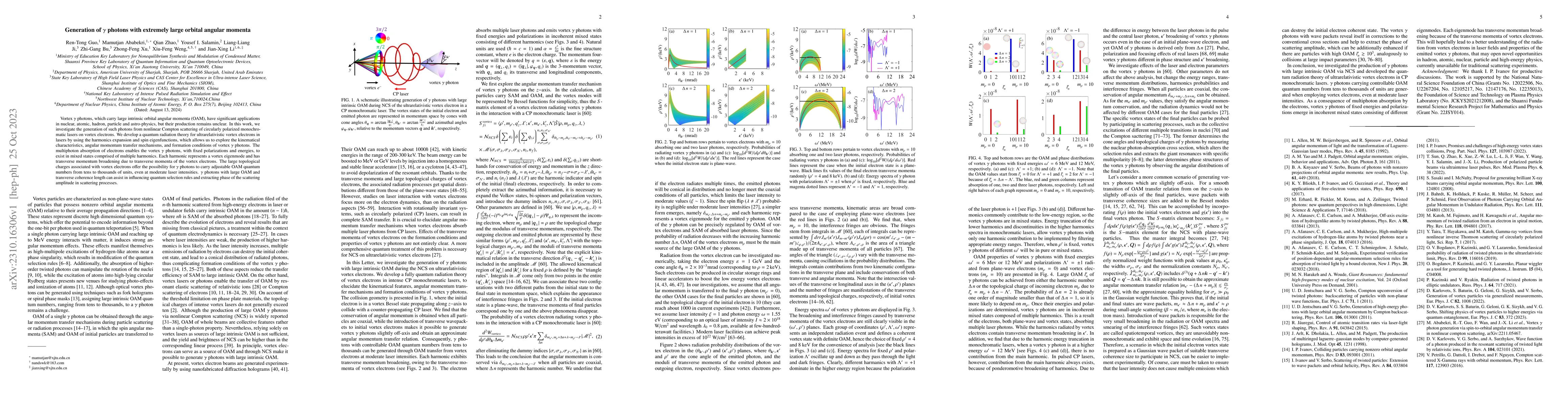 Thumbnail for Generation of $\gamma$ photons with extremely large orbital angular
  momenta