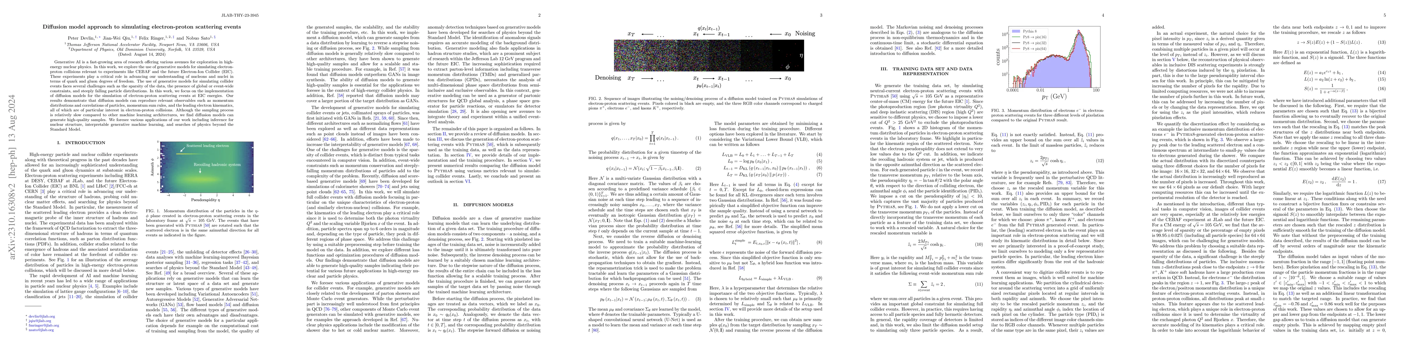 Thumbnail for Diffusion model approach to simulating electron-proton scattering events
