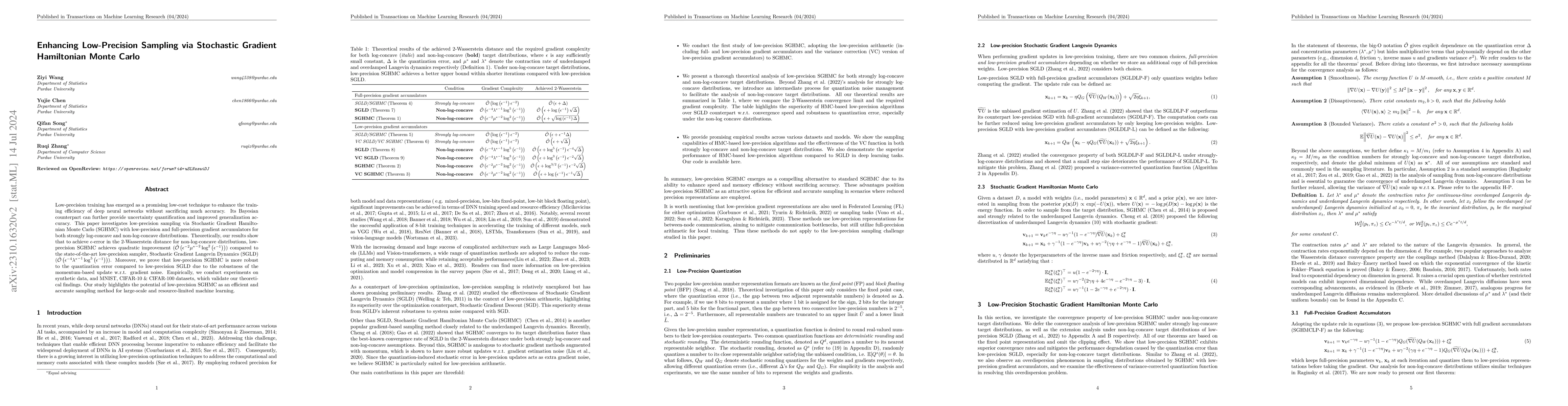 Thumbnail for Enhancing Low-Precision Sampling via Stochastic Gradient Hamiltonian
  Monte Carlo