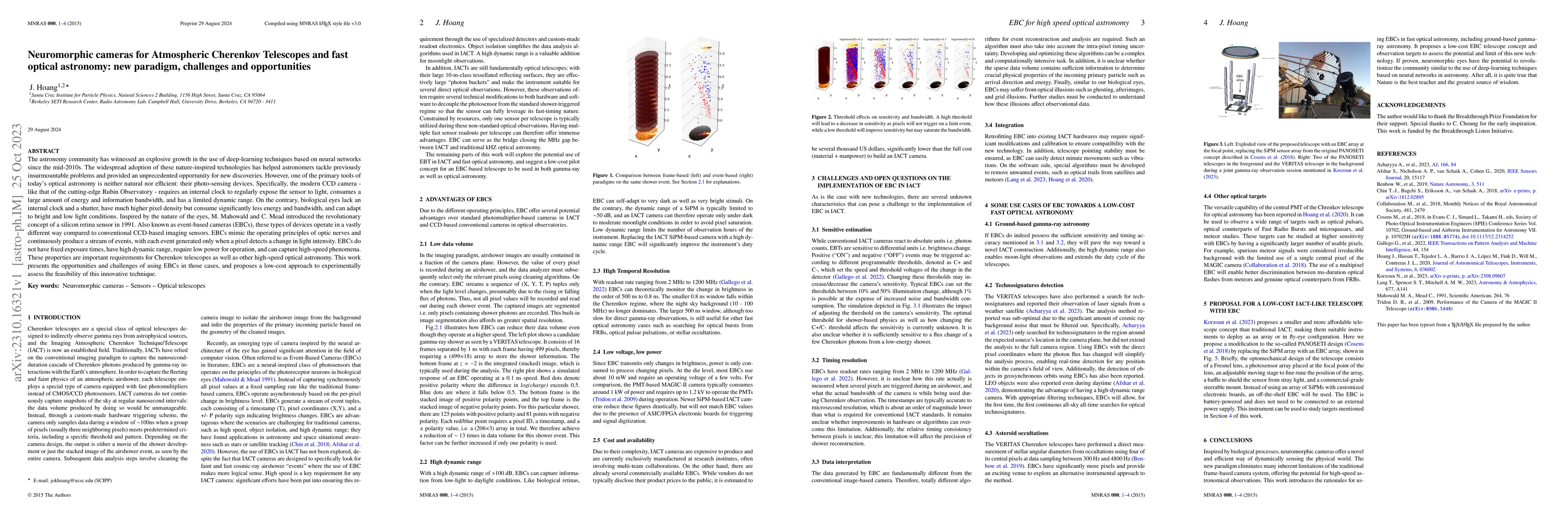 Thumbnail for Neuromorphic cameras for Atmospheric Cherenkov Telescopes and fast
  optical astronomy: new paradigm, challenges and opportunities