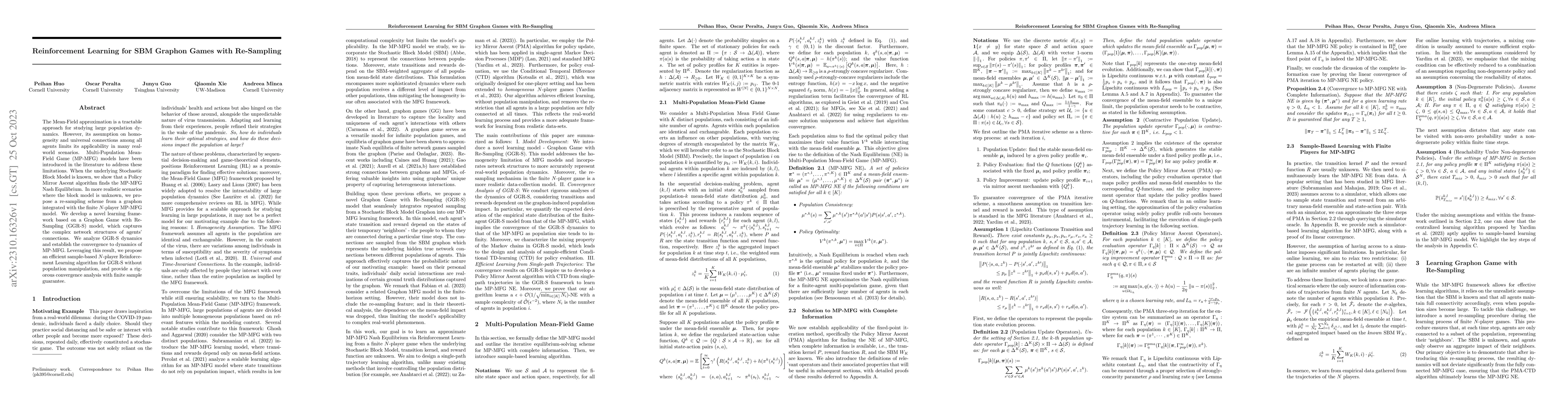 Thumbnail for Reinforcement Learning for SBM Graphon Games with Re-Sampling