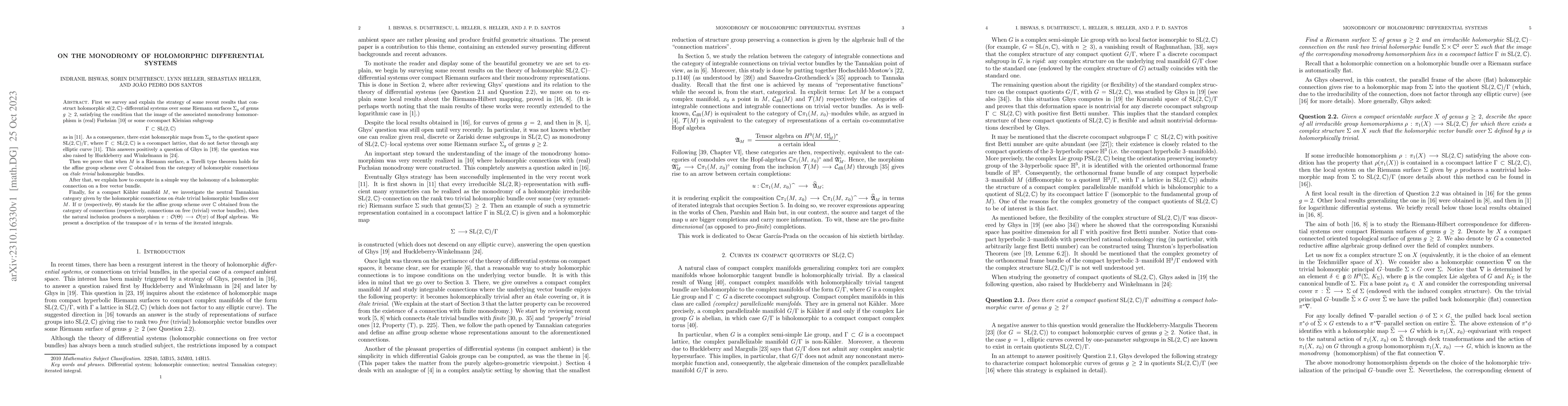 Thumbnail for On the monodromy of holomorphic differential systems