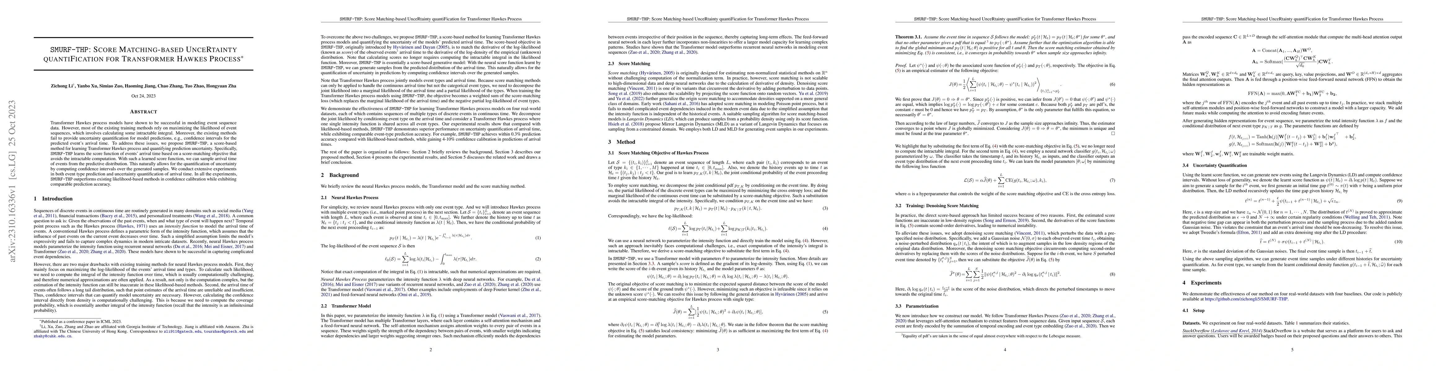 Thumbnail for SMURF-THP: Score Matching-based UnceRtainty quantiFication for
  Transformer Hawkes Process