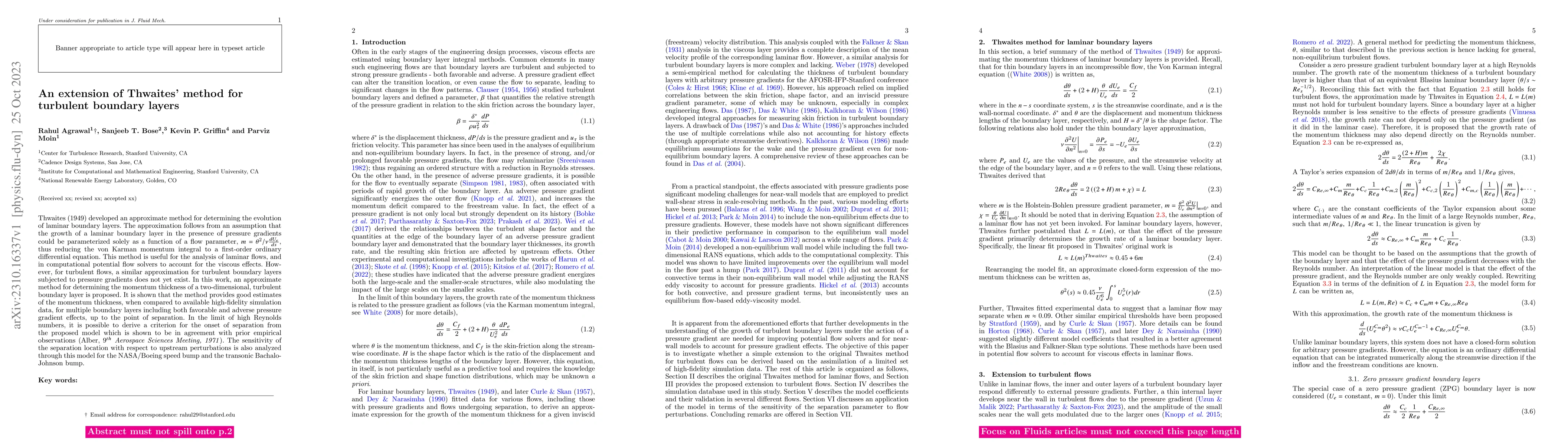 Thumbnail for An extension of Thwaites method for turbulent boundary layers