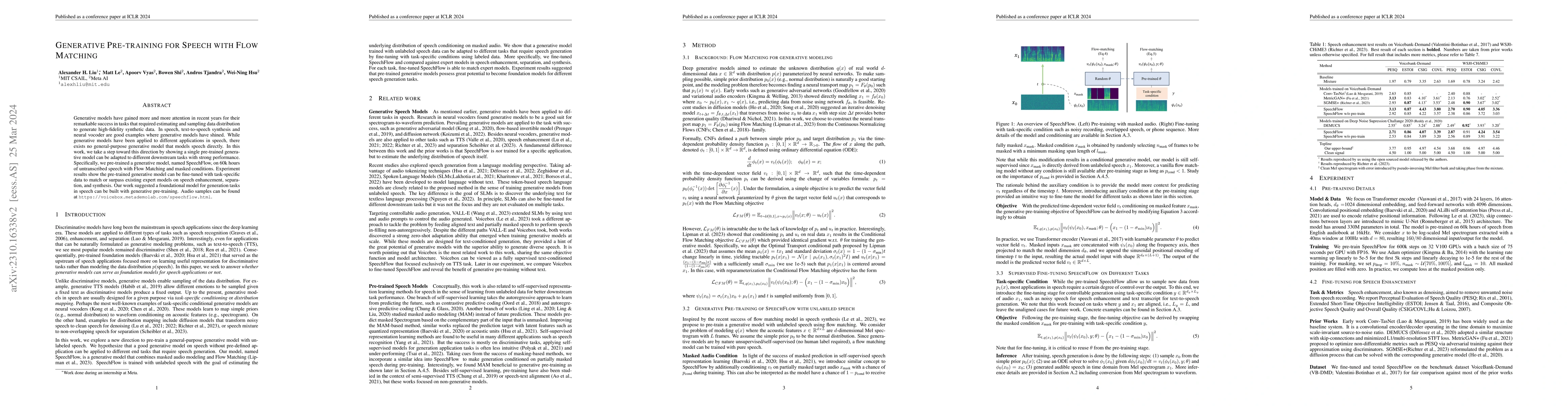 Thumbnail for Generative Pre-training for Speech with Flow Matching