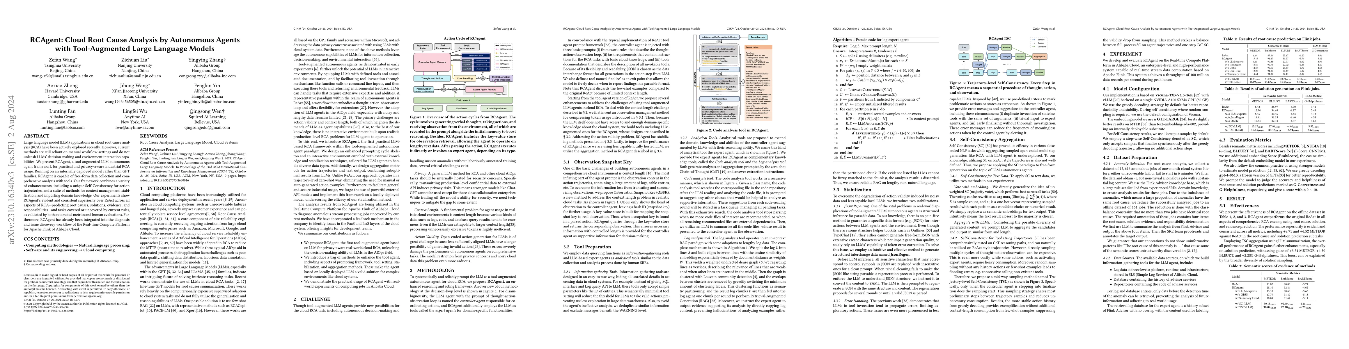 Thumbnail for RCAgent: Cloud Root Cause Analysis by Autonomous Agents with
  Tool-Augmented Large Language Models