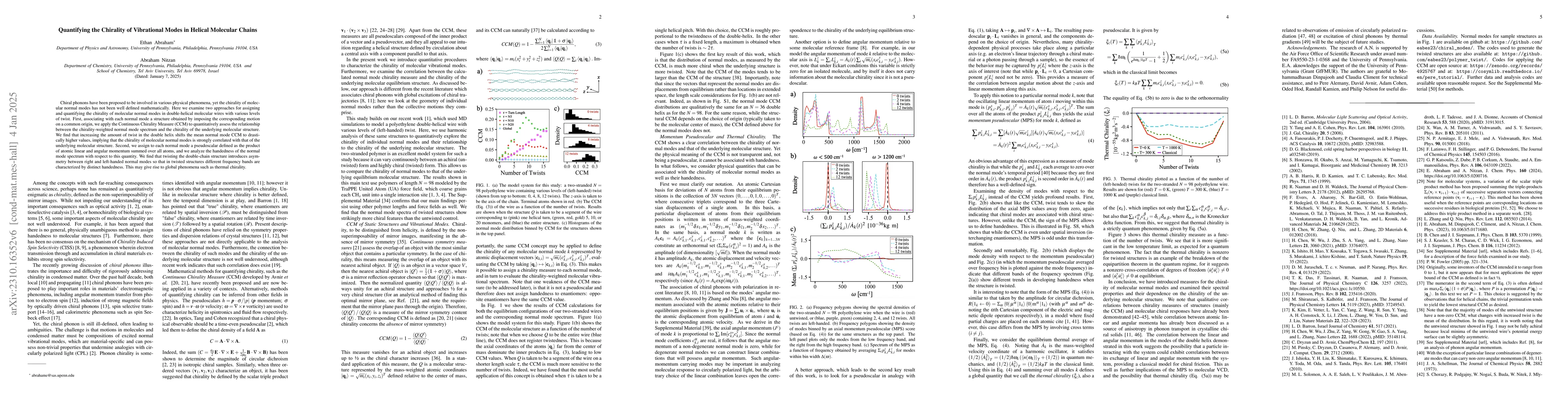 Thumbnail for Quantifying the Chirality of Vibrational Modes in Helical Molecular
  Chains