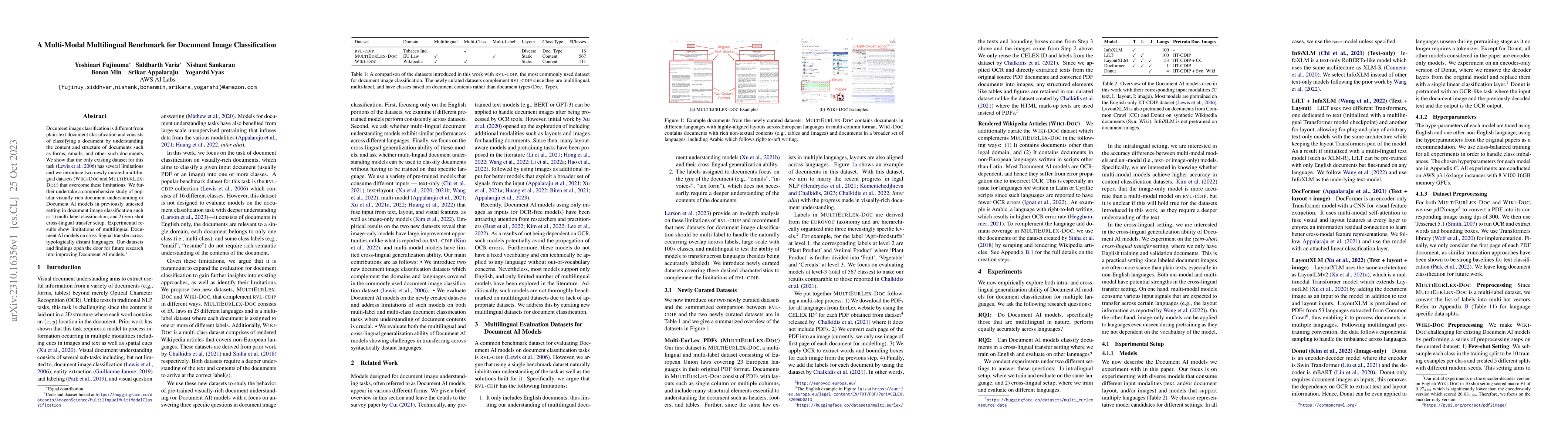 Thumbnail for A Multi-Modal Multilingual Benchmark for Document Image Classification