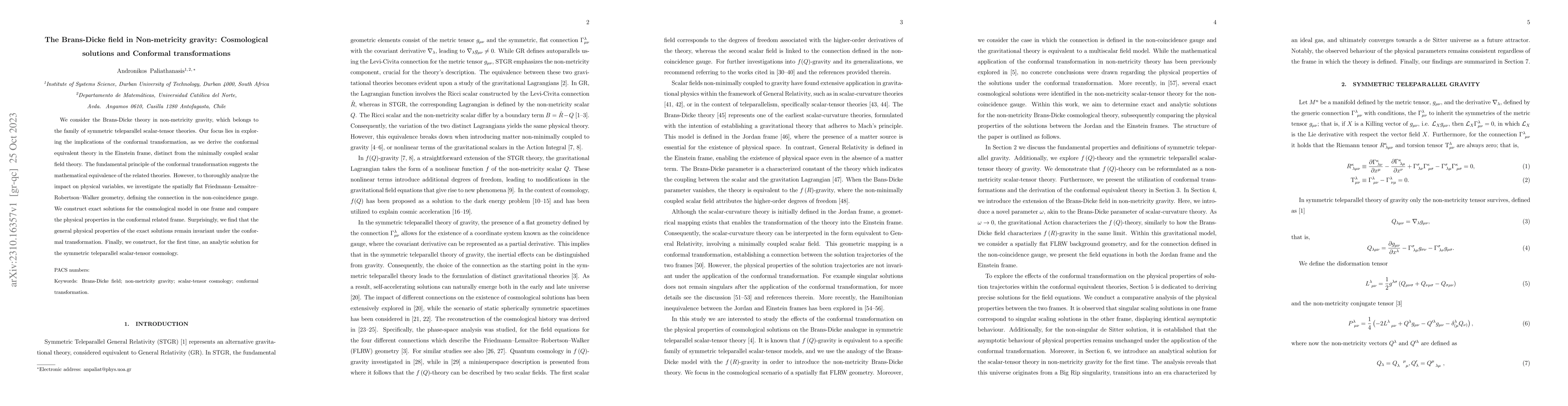 Thumbnail for The Brans-Dicke field in Non-metricity gravity: Cosmological solutions
  and Conformal transformations