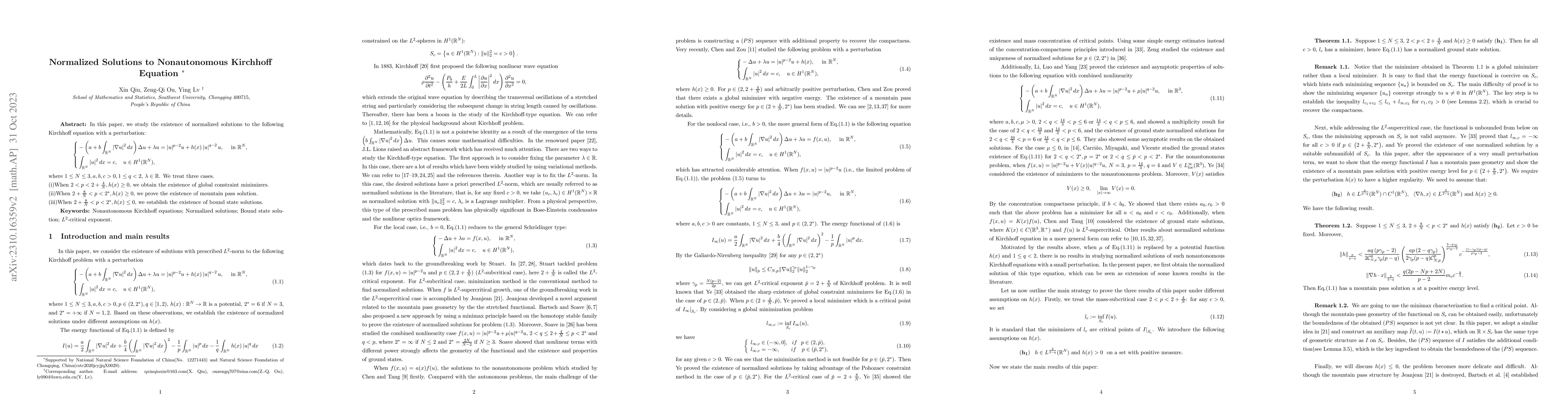 Thumbnail for Normalized Solutions to Nonautonomous Kirchhoff Equation