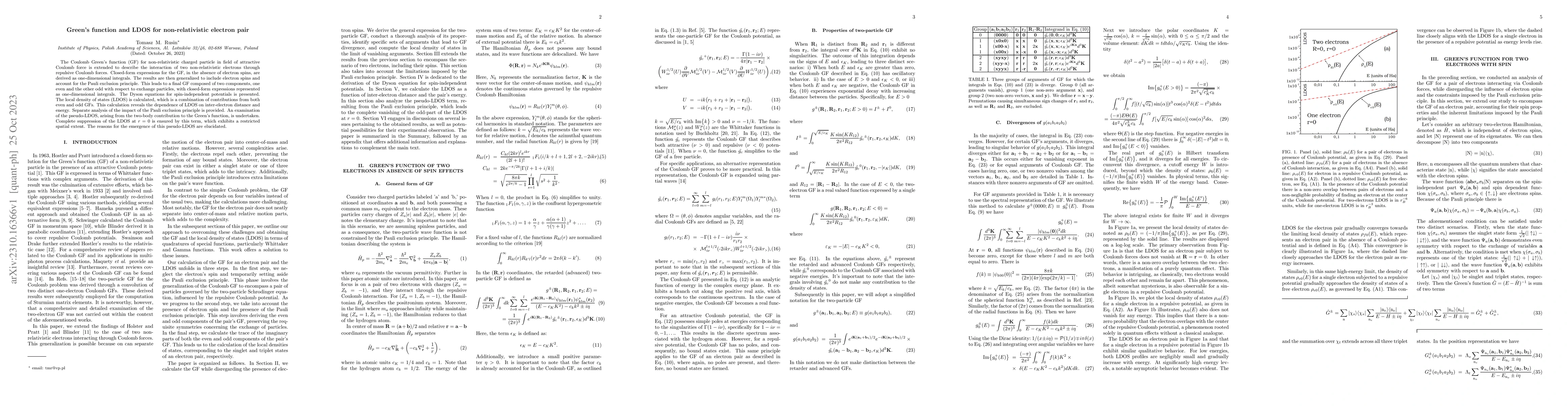 Thumbnail for Green's function and LDOS for non-relativistic electron pair