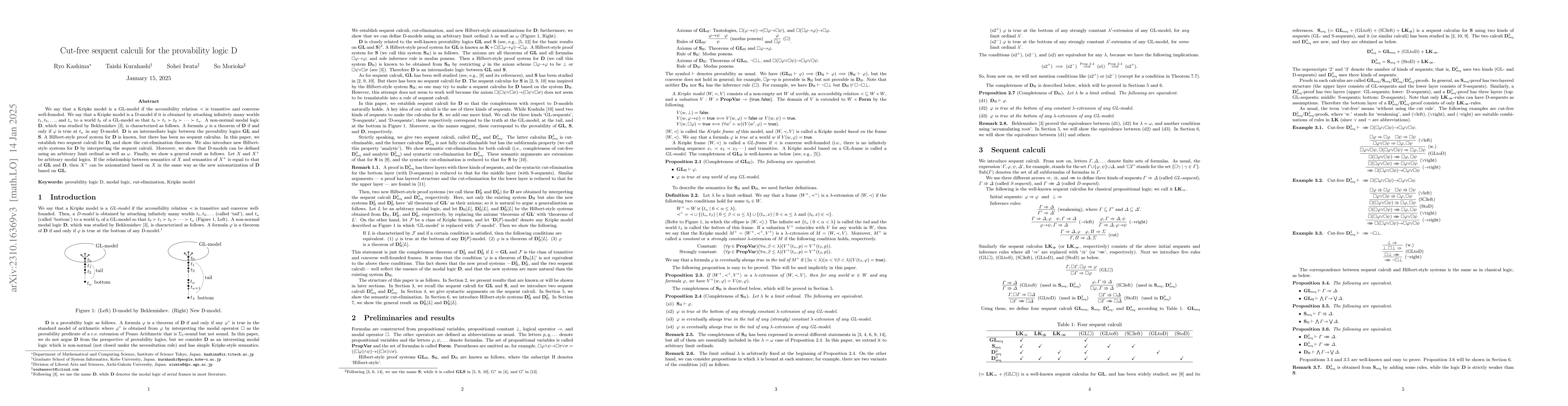 Thumbnail for Cut-free sequent calculi for the provability logic D