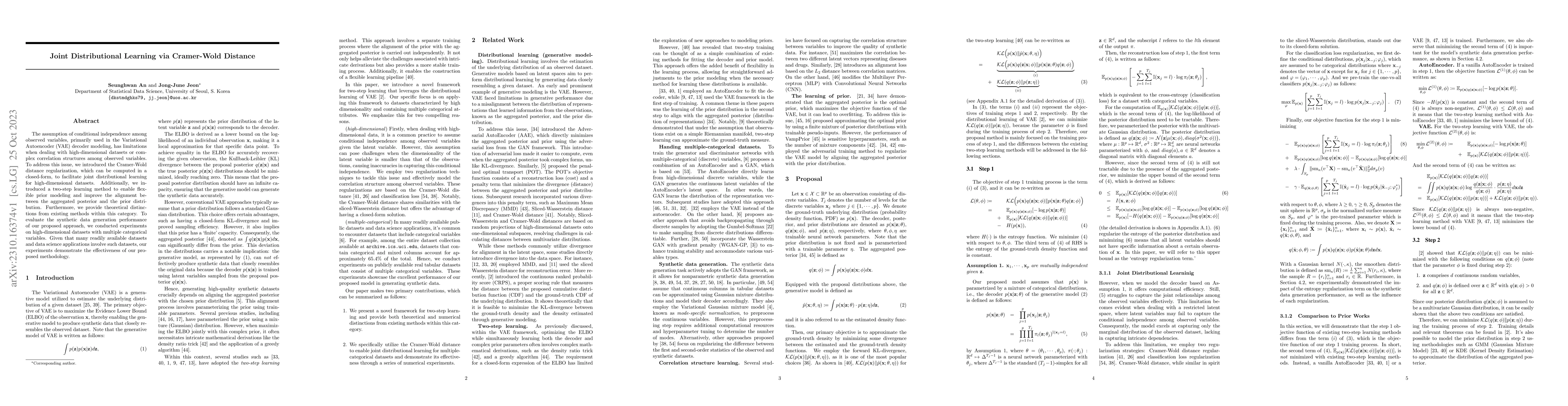 Thumbnail for Joint Distributional Learning via Cramer-Wold Distance