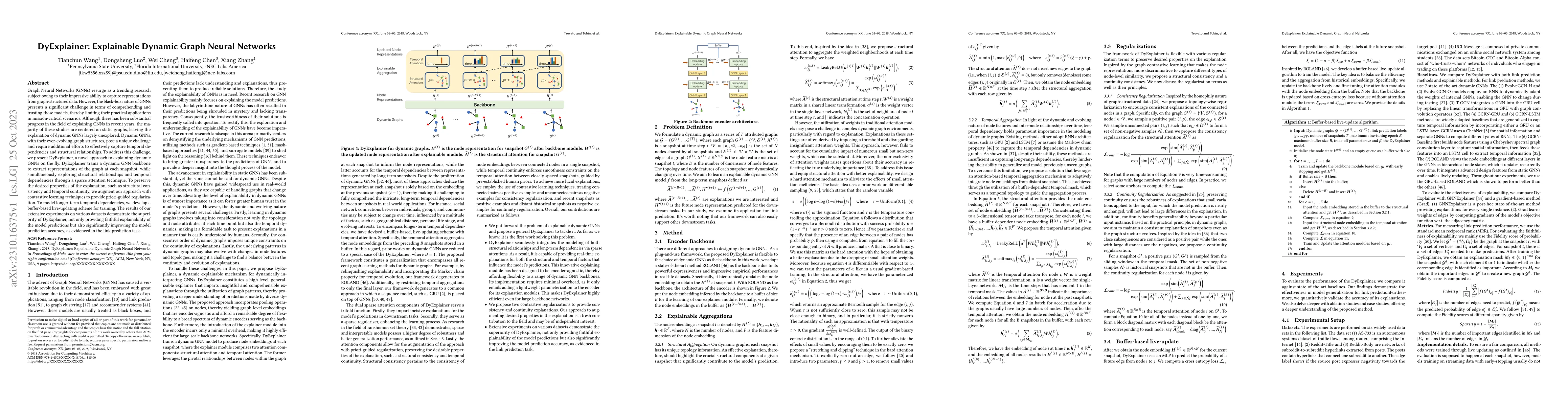 Thumbnail for DyExplainer: Explainable Dynamic Graph Neural Networks