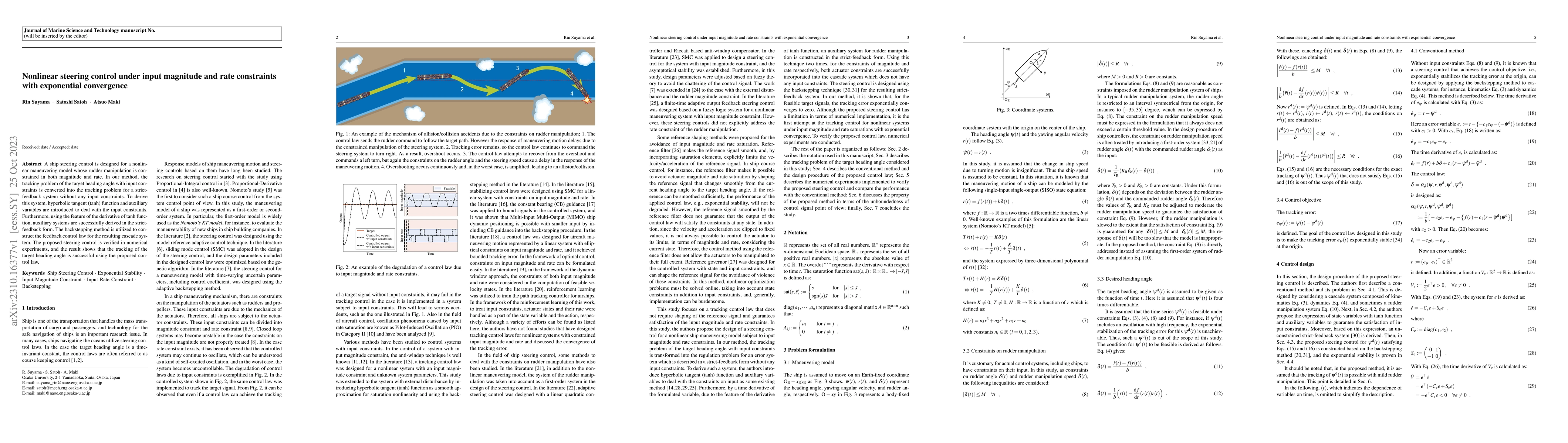 Thumbnail for Nonlinear steering control under input magnitude and rate constraints
  with exponential convergence