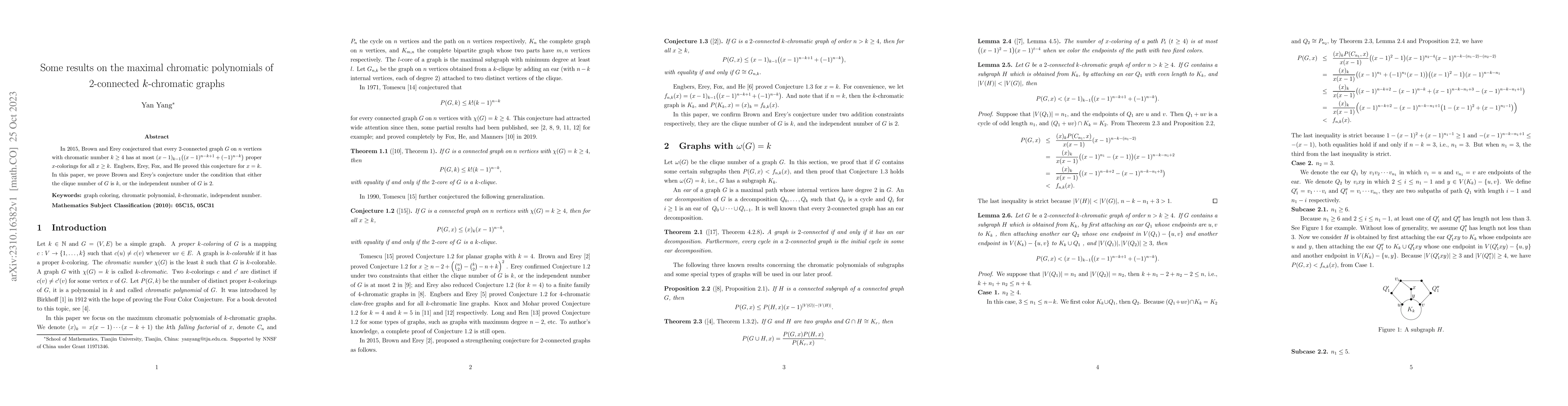 Thumbnail for Some results on the maximal chromatic polynomials of $2$-connected
  $k$-chromatic graphs