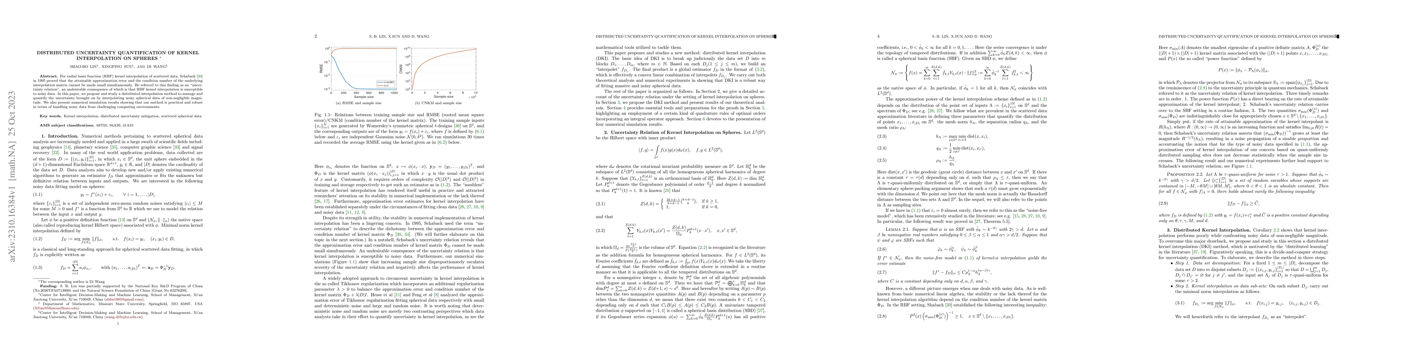 Thumbnail for Distributed Uncertainty Quantification of Kernel Interpolation on
  Spheres