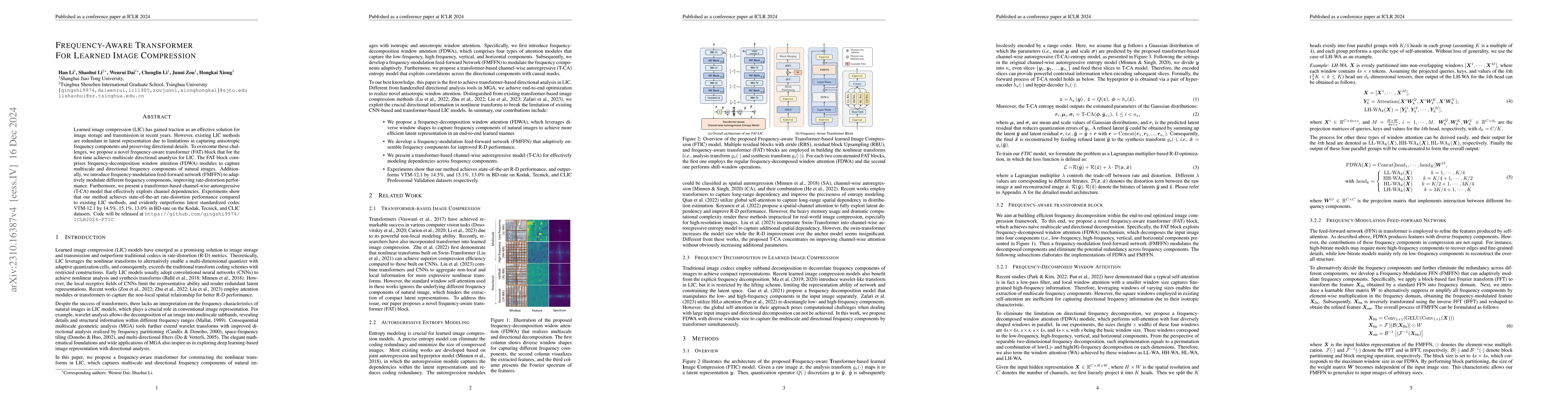 Thumbnail for Frequency-Aware Transformer for Learned Image Compression